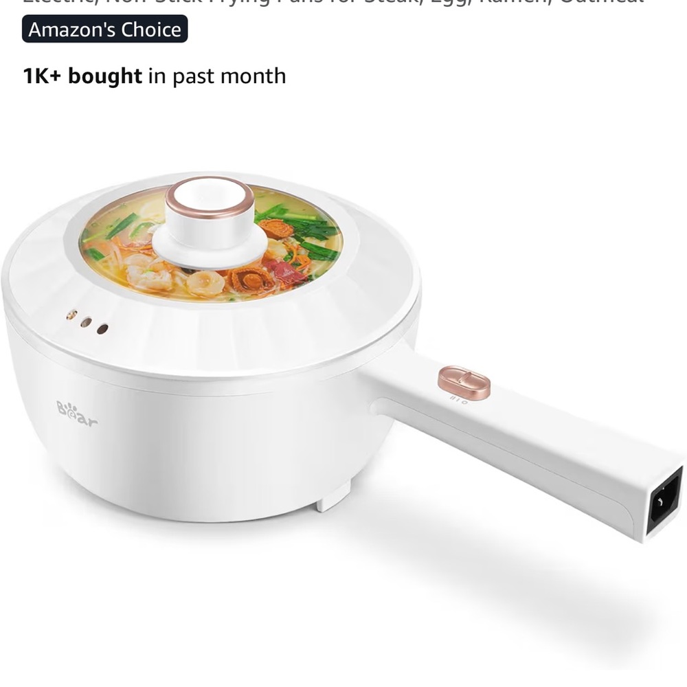 Electric Mini Hot Pot in White with Rose Gold Accents
